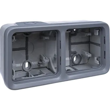 Двухместная монтажная коробка - Программа Plexo - серый - 2 поста - горизонтальная установка