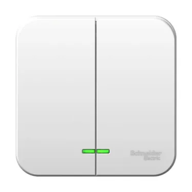 BLANCA двухклавишный выключатель наружный (cх.5) с подсветкой, 6а, 250в, белый