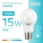 Лампа светодиодная LED 15 Вт 1450 лм 4100К А60 груша нейтральный E27 AC 220В Elementary Gauss