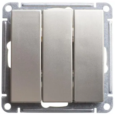 W59 Выключатель трехклавишный, 10АХ, механизм, шампань