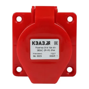 Розетка 314-16А-6h-380AC-3P+PE-IP44