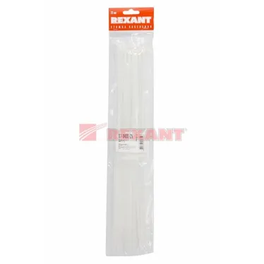 Хомут-стяжкa нeйлонoвая 400x4,8 мм, белая, упаковка 25 шт, REXANT