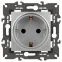 Розетка 2P+E Schuko, 16А-250В, Эра Elegance, алюминий, 14-2101-03