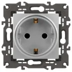 Розетка 2P+E Schuko, 16А-250В, Эра Elegance, алюминий, 14-2101-03