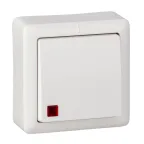 ХИТ Выключатель одноклавишный наружный с индикатором белый