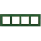 Рамка на 4 поста, стекло, Эра Elegance, зелёный+сл.кость, 14-5104-27
