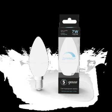 Лампа светодиодная LED 7 Вт 590 лм 4100К свеча нейтральный E14 AC 220В диммируемая Black Gauss