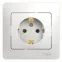 GLOSSA Розетка с заземлением в сборе белая