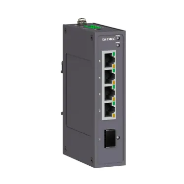 Промышленный неуправляемый коммутатор, 1х100Base-X, SFP слот, 4х10/100Base-T(X) портов RJ45, 12-48В DC/18-30В AC, с резервированием