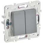 SKANDY Выключатель 2-клавишный проходной 10А SK-V05Gr серый IEK