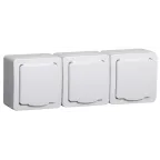 Гермес PLUS Розетка тройная с заземлением наружная белая IP54