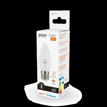 Лампа светодиодная LED 8 Вт 520 лм 3000К свеча теплый E27 AC 220В Elementary Gauss