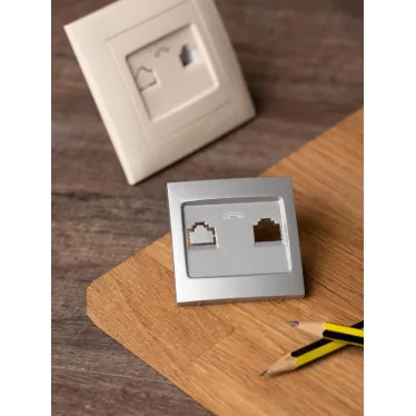 Валенсия лицевая панель розетки Phone 1-местная сталь