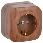 GLORY Розетка одноместная наружная с заземлением с защитной шторкой дуб