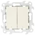 Выключатель двухклавишный с подвсеткой, слоновая кость