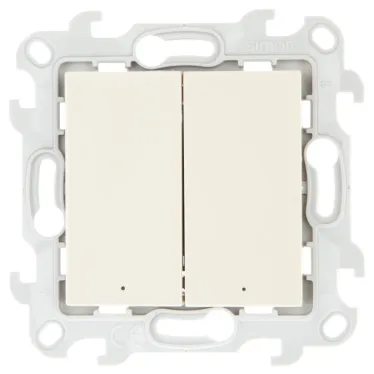 Выключатель двухклавишный с подвсеткой, слоновая кость