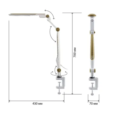 Светильник настольный светодиодный NLED-496-12W-G на струбцине золото