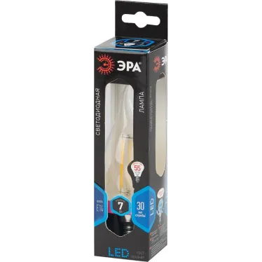 Лампа светодиодная декоративная LED 7 Вт 910Лм 4000К свеча на ветру, филамент нейтральный E14 230В F-LED BXS-7W-840-E14
