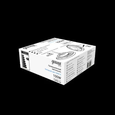 Светильник светодиодный промышленный ДСП 100 Вт 12000 лм 5000К AC 220В IP65 D230х88мм стекло угол 120 грд UFO Gauss