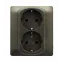 Galea Life Розетка с заземлением 2х2К+З темная бронза