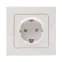 Стокгольм Розетка 1-местная с/з 16А белая с защ. штор.