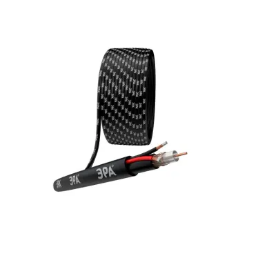 Кабель для аналогового видеонаблюдения ЭРА Simple KL-0.5-PE КВК-П-2 +2x0.5 мм кв. бухта 200 метров. чёрный