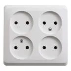 ЭТЮД Розетка четырехместная наружная без заземления без шторок 16А 250B белая