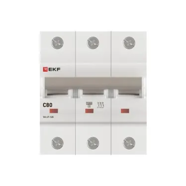 Выключатель автоматический трехполюсный 80А С ВА 47-125 15кА