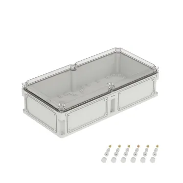 Корпус IP66/IP67, 600х300х160 мм, без МП, с фланцами, прозрачная крышка H- 35 мм