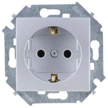 Розетка 2P+E Schuko, 16А, 250В, винтовой зажим, алюминий