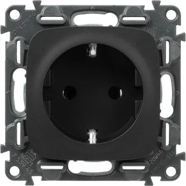 Valena ALLURE Розетка силовая 2К+З 16А 250В винтовые зажимы антрацит