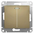 GLOSSA Выключатель двухклавишный с подсветкой в рамку титан схема 5а