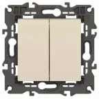 Выключатель двойной, 10АХ-250В, Эра Elegance, сл.кость,14-1104-02