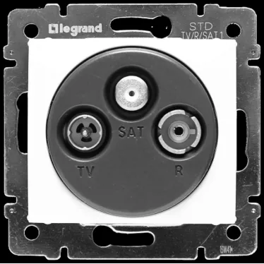 VALENA Розетка TV-FM-SAT проходная 1 4дБ в рамку белая