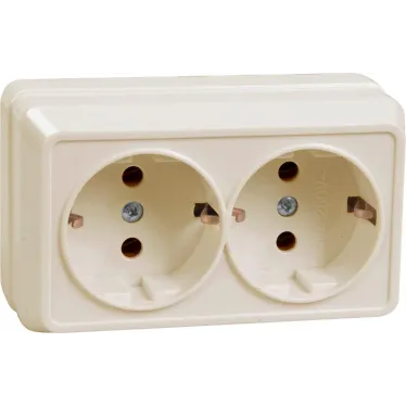 ОКТАВА Розетка двойная наружная бежевая 16А