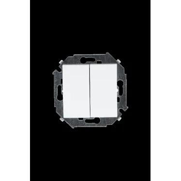 15 Выключатель двухклавишный проходной (переключатель) 16А 250В винтовой зажим белый