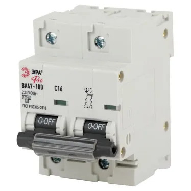 Автоматический выключатель ВА 47-100 2Р 16А 10 кА кривая С