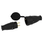 Розетка RX10-B-IP44 каучуковая c заземлением 16А IP44 прямая черная