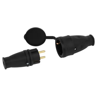 Розетка RX10-B-IP44 каучуковая c заземлением 16А IP44 прямая черная