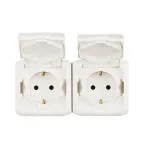 Quteo Розетка двойная с заземлением со шторками наружная IP44 белая