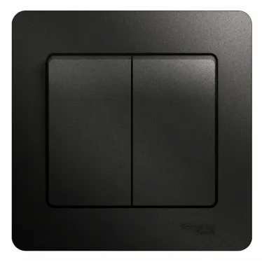 GLOSSA Выключатель двухклавишный сх.5 антрацит в сборе