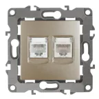 Розетка комбинированная RJ45+RJ11, Эра12, шампань, 12-3109-04