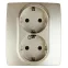 Розетка 2X2P+E Schuko со шторками, 16A-250В, Эра12, шампань, 12-2104-04
