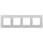 Рамка для розеток и выключателей Elegance 14-5104-01 на 4 поста, стекло, Эра Elegance, белый+белый