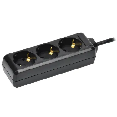 Удлинитель У03 3 места с заземлением 1,5м 3х1мм2 16А 250В черный
