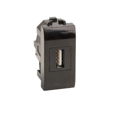Розетка USB 2.0 Brava черная 1 модуль
