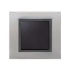 Рамка на 4 поста, S82N, нерж.сталь - графит (металл им.)