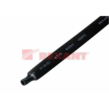 Термоусаживаемая трубка 7,0 3,5 мм, черная, упаковка 50 шт. по 1 м, REXANT