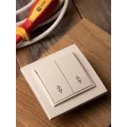 Выключатель двухклавишный СП проходной 10А бежевый Минск