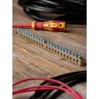 Шина PEN ноль-земля 8х12мм 22 отверстия латунь крепеж по центру PROxima